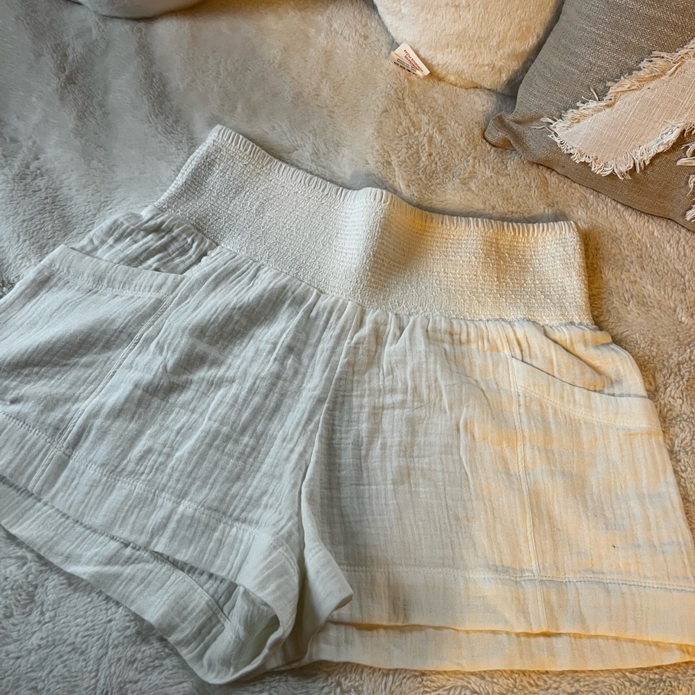 Anthropologie Cream High Waist Shorts